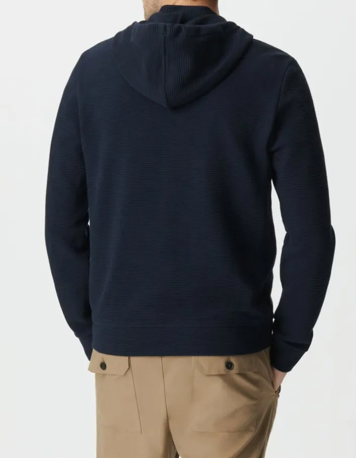 Cardigan marine coton bio maille Ottoman à capuche Homme