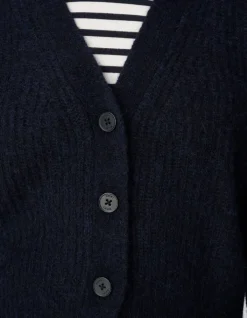 Cardigan marine tricot côtelé Femme