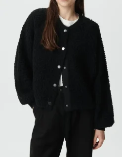 Cardigan noir maille bouclette Femme