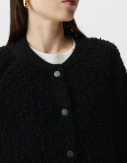 Cardigan noir maille bouclette Femme