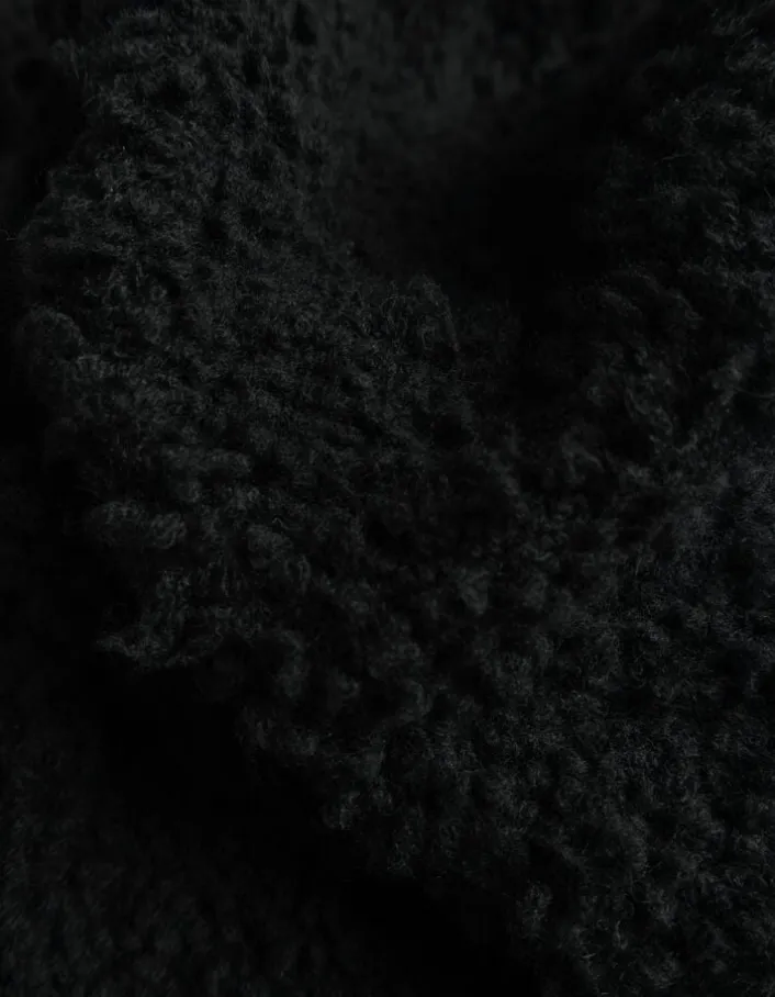 Cardigan noir maille bouclette Femme