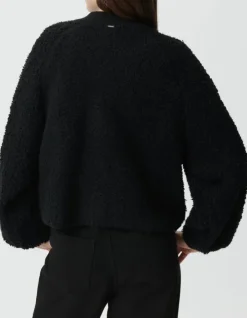 Cardigan noir maille bouclette Femme