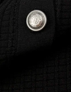 Cardigan noir tricot relief à poches plaquées Femme