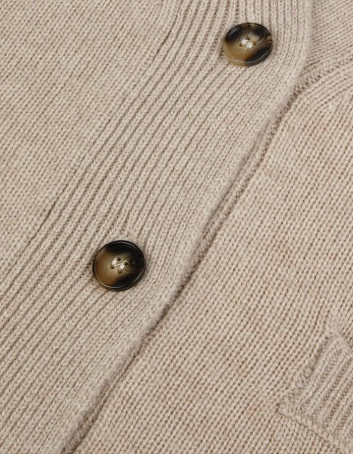 Cardigan sans manches beige tricot 100% laine Femme