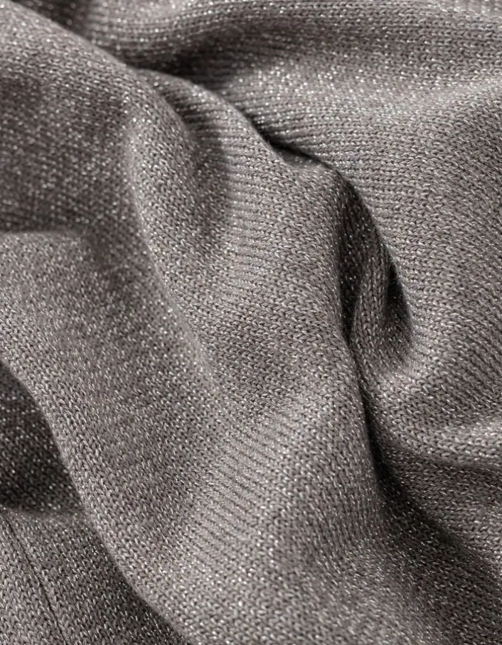Cardigan sésame tricot pailleté motif chevrons ajouré dos Femme