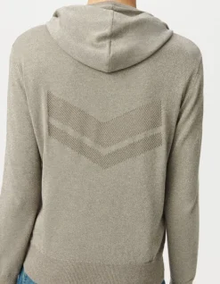 Cardigan sésame tricot pailleté motif chevrons ajouré dos Femme