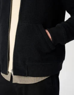 Cardigan teddy noir zippé laine bouillie Homme