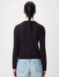 Cardigan violet tricot mohair mélangé Femme