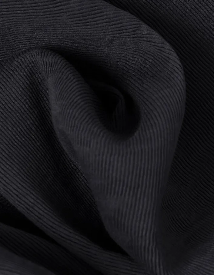 Cardigan zippé noir tissu plissé Homme