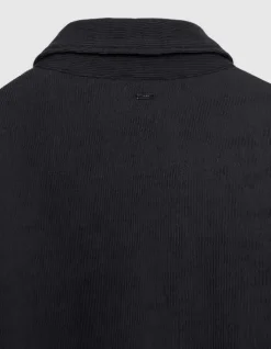 Cardigan zippé noir tissu plissé Homme
