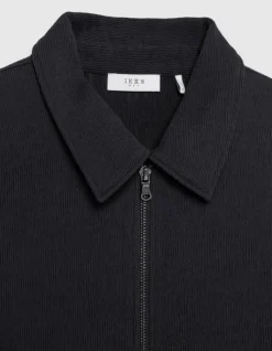 Cardigan zippé noir tissu plissé Homme
