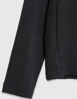 Cardigan zippé noir tissu plissé Homme