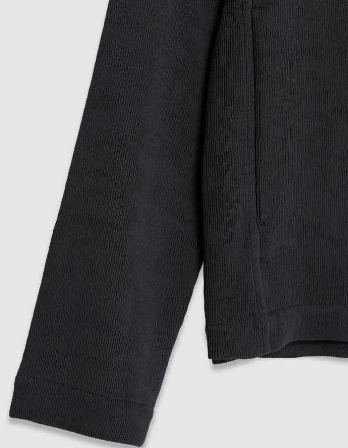 Cardigan zippé noir tissu plissé Homme