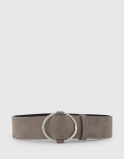 Ceinture camel cuir velours ajustable Femme
