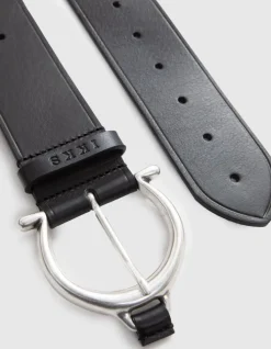 Ceinture cuir silver boucle ronde Femme