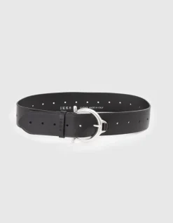 Ceinture cuir silver boucle ronde Femme