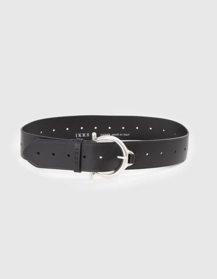 Ceinture cuir silver boucle ronde Femme