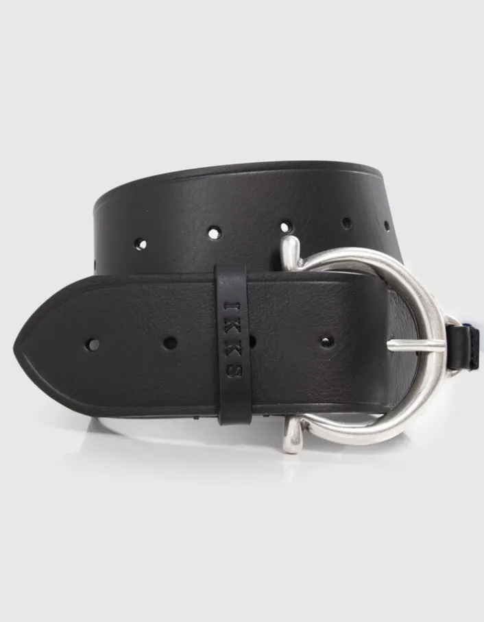 Ceinture cuir silver boucle ronde Femme
