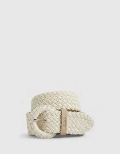 Ceinture large écrue raphia tressé Femme