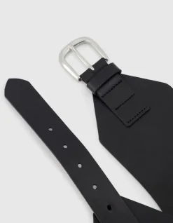 Ceinture large noire cuir Femme