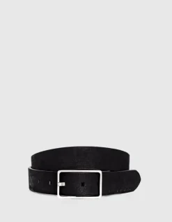 Ceinture noire en cuir nubuck Homme