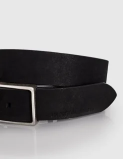 Ceinture noire en cuir nubuck Homme