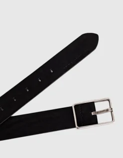 Ceinture noire en cuir nubuck Homme