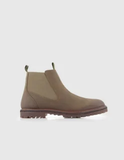 Chelsea boots beiges cuir semelles crantées Homme