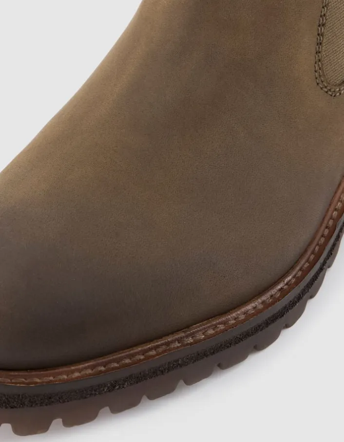 Chelsea boots beiges cuir semelles crantées Homme
