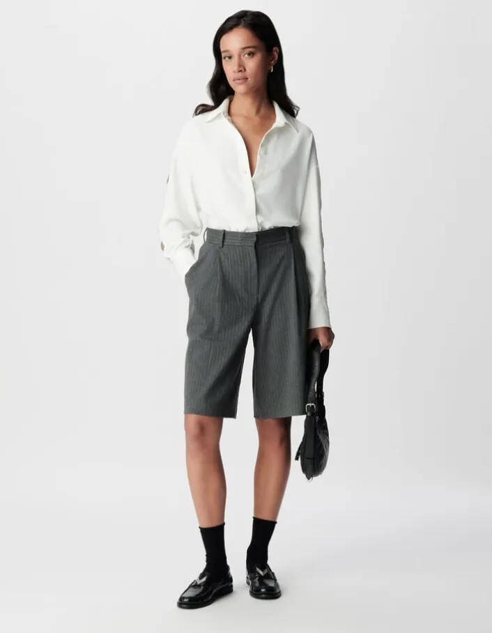 Chemise blanche manches longues ajourées Femme