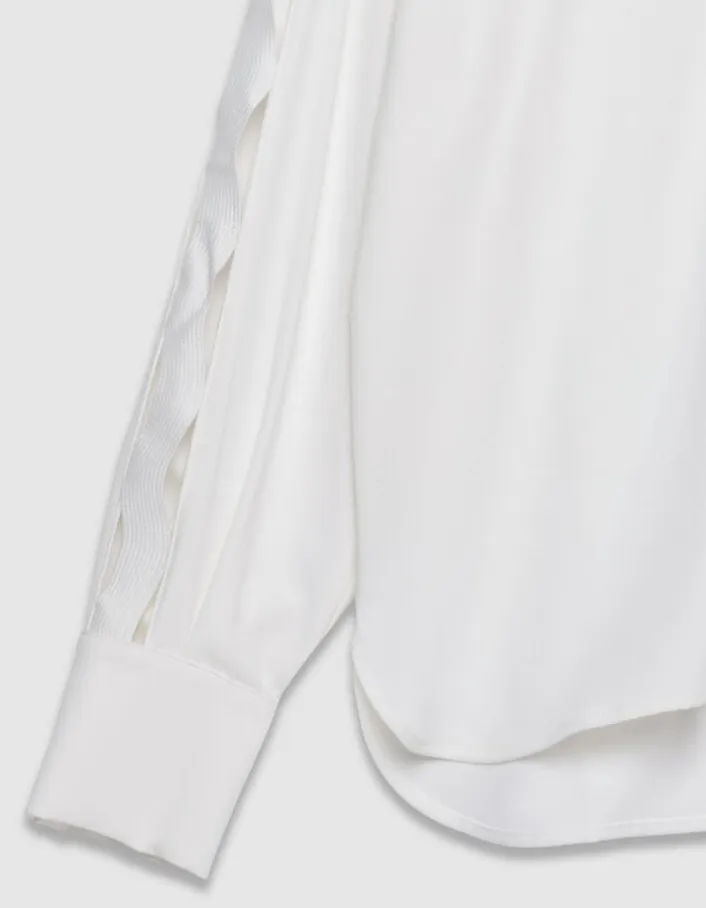 Chemise blanche manches longues ajourées Femme