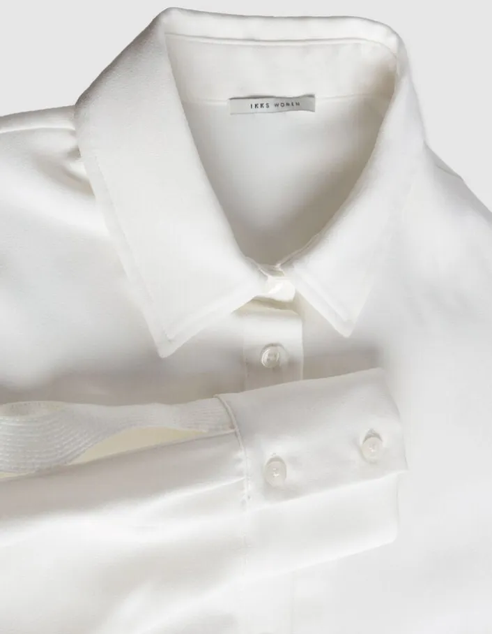 Chemise blanche manches longues ajourées Femme