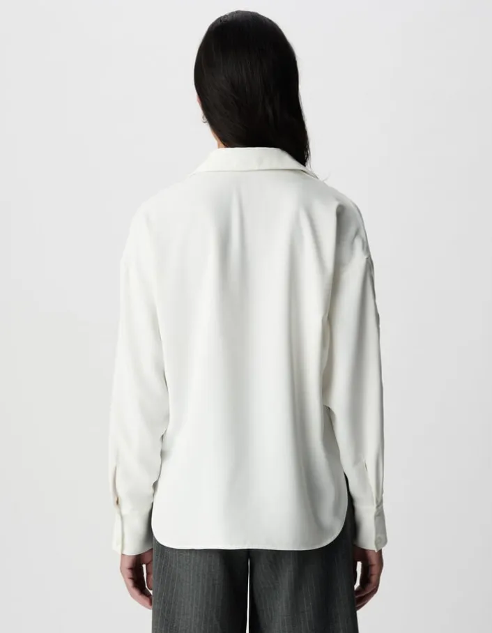 Chemise blanche manches longues ajourées Femme