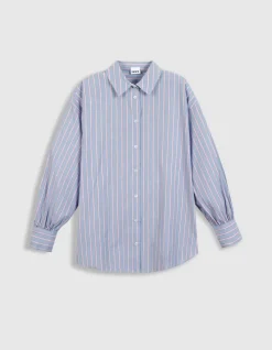 Chemise bleue motif rayures Femme