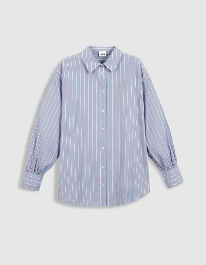 Chemise bleue motif rayures Femme