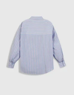 Chemise bleue motif rayures Femme