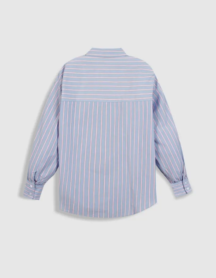Chemise bleue motif rayures Femme