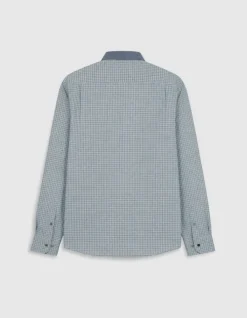 Chemise easy bleue motif carreaux manches longues Homme