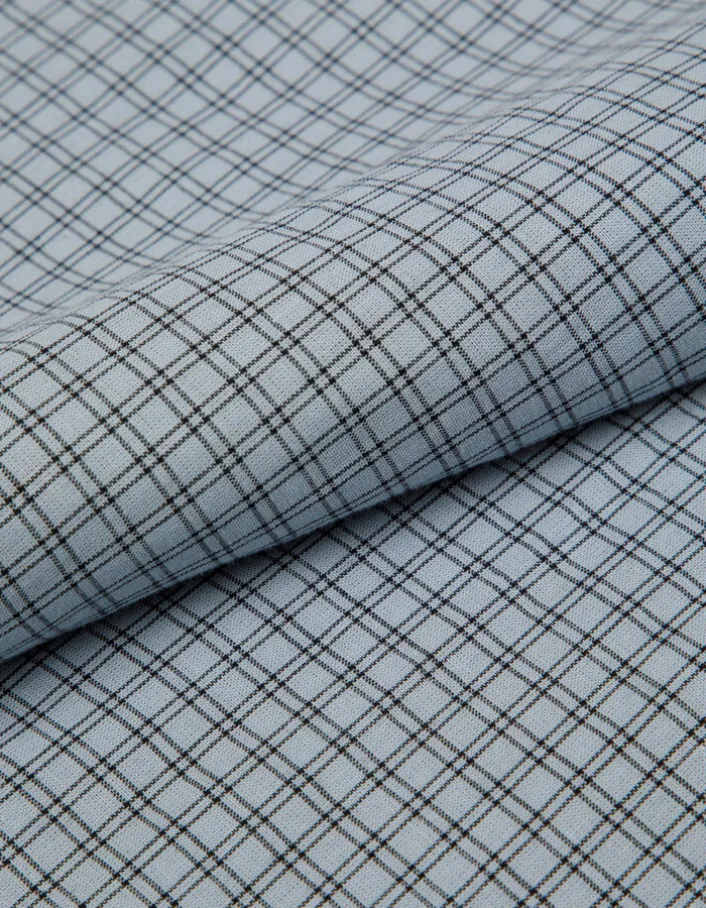 Chemise easy bleue motif carreaux manches longues Homme