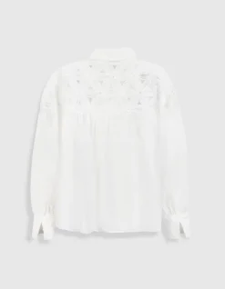 Chemise fluide blanche détails fleurs Femme