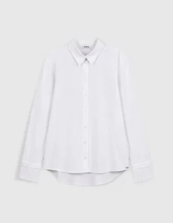 Chemise manches longues blanche pattes boutonnées Femme