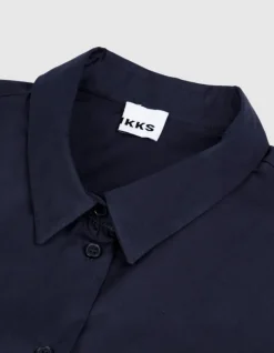 Chemise manches longues marine pattes boutonnées Femme