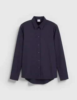 Chemise manches longues marine pattes boutonnées Femme