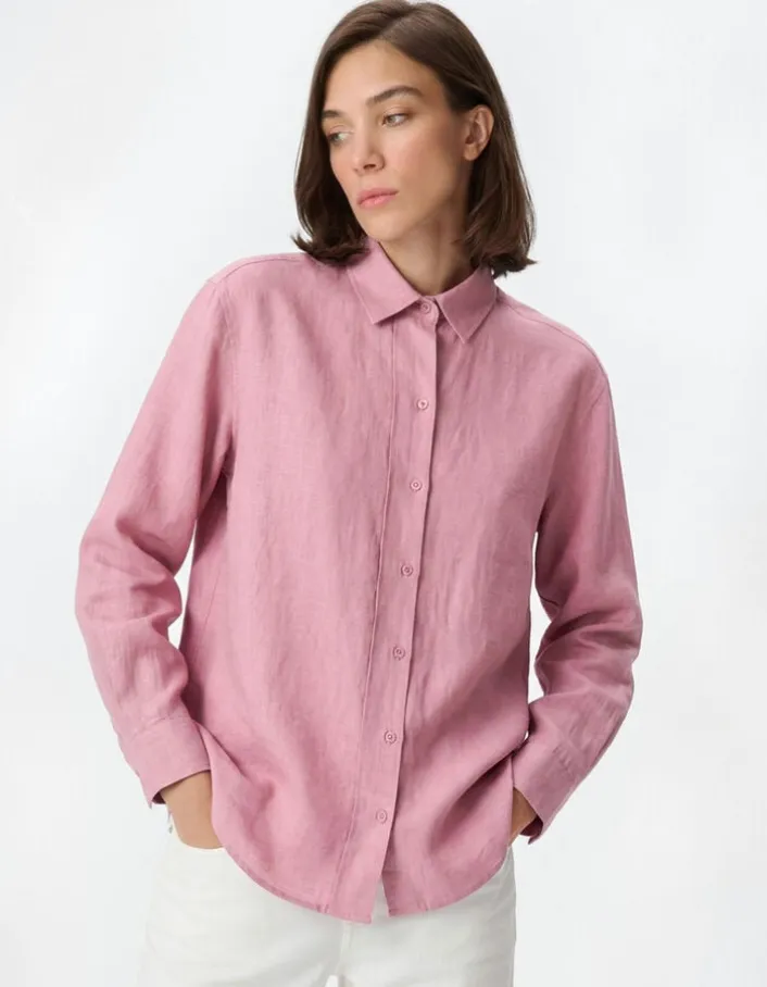 Chemise manches longues rose Lyocell® Femme