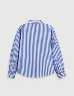 Chemise oversize blanche motif rayures bleues Femme