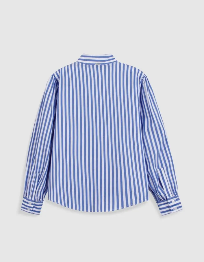 Chemise oversize blanche motif rayures bleues Femme