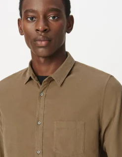Chemise regular beige coton bio velours milleraies Homme