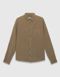 Chemise regular beige coton bio velours milleraies Homme