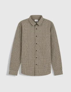 Chemise regular beige motif carreaux Homme