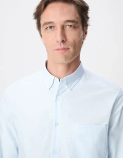 Chemise regular bleu ciel poche plaquée Homme